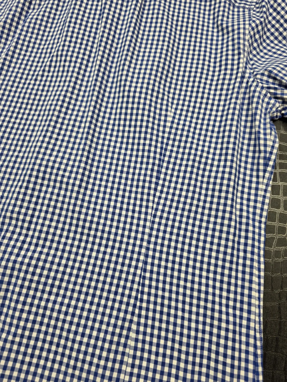 Banana Republic Grant Fit 120s Supima Cotton Dress Shirt Blue White Gingham Chec